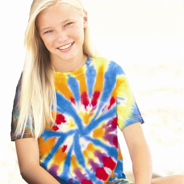 Dyenomite Youth Rainbow Cut-Spiral Tie-Dyed T-Shirt 20BTD Youth Rainbow Cut-Spiral Tie-Dyed T-Shirt Thumbnail
